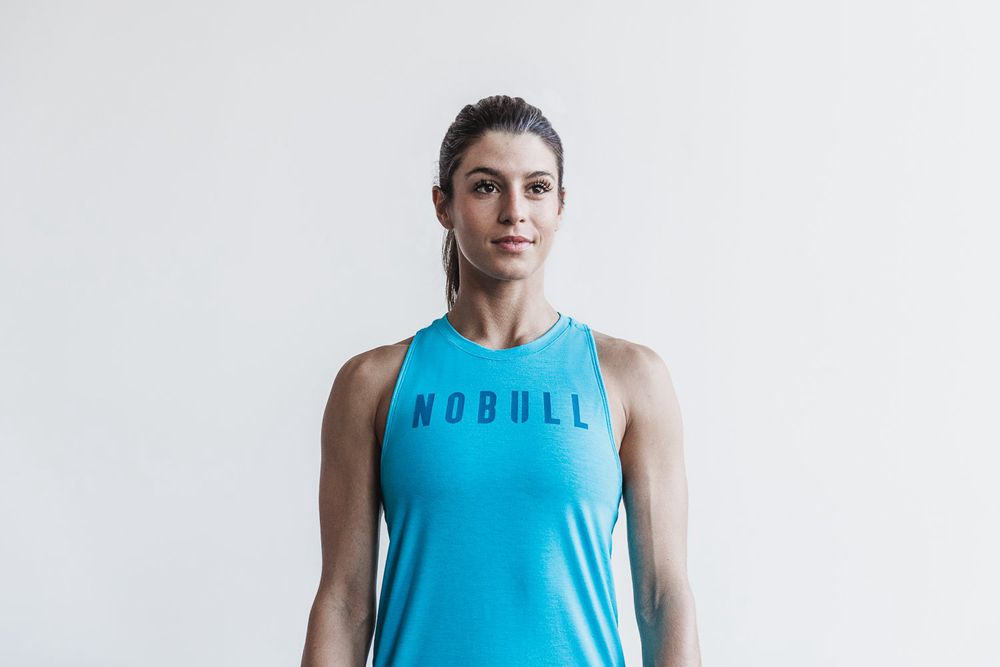 NOBULL Majice Bez Rukava Ženske - Nobull High-Neck Plave (539704-ISK)